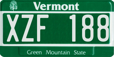 VT license plate XZF188