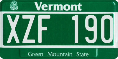 VT license plate XZF190