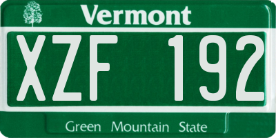 VT license plate XZF192