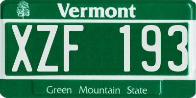 VT license plate XZF193
