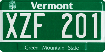 VT license plate XZF201