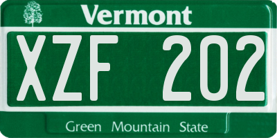VT license plate XZF202