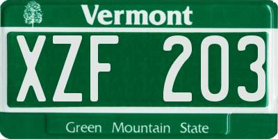 VT license plate XZF203