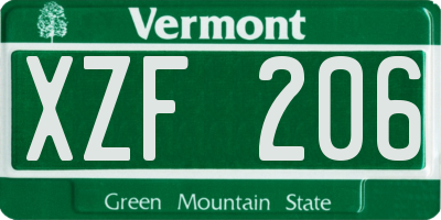 VT license plate XZF206