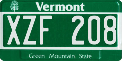 VT license plate XZF208