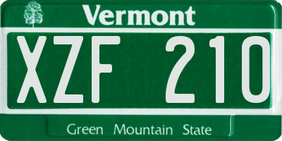 VT license plate XZF210
