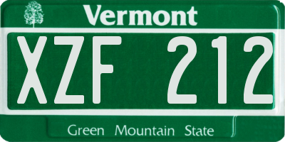 VT license plate XZF212
