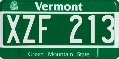 VT license plate XZF213