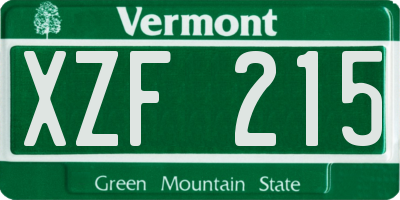VT license plate XZF215