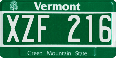 VT license plate XZF216