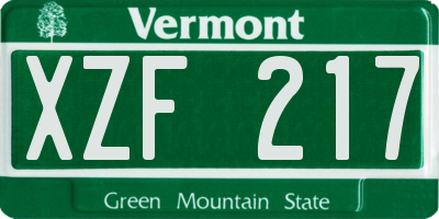 VT license plate XZF217