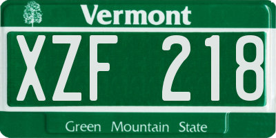 VT license plate XZF218