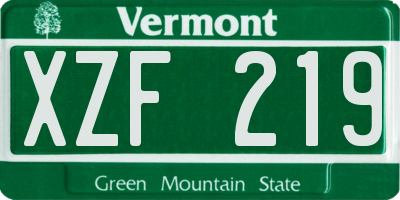VT license plate XZF219