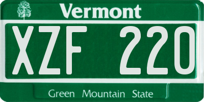 VT license plate XZF220