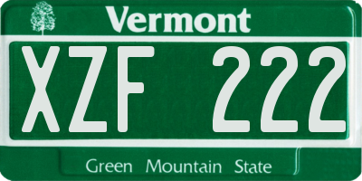VT license plate XZF222