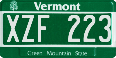 VT license plate XZF223