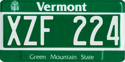VT license plate XZF224