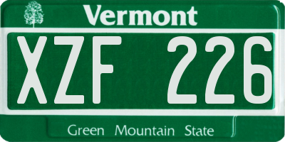 VT license plate XZF226
