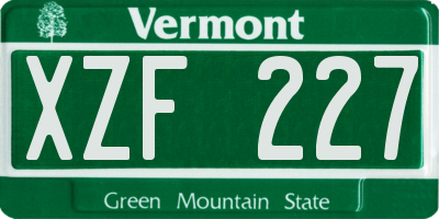VT license plate XZF227