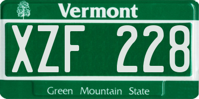 VT license plate XZF228