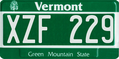 VT license plate XZF229