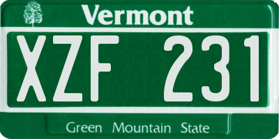 VT license plate XZF231