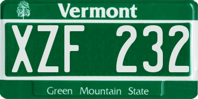 VT license plate XZF232