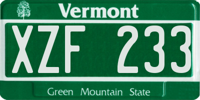 VT license plate XZF233