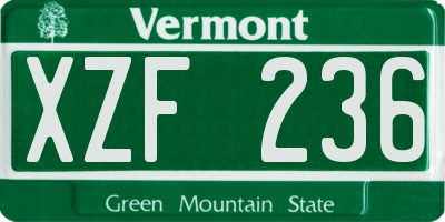 VT license plate XZF236
