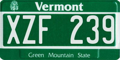 VT license plate XZF239