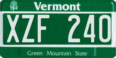 VT license plate XZF240