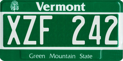 VT license plate XZF242