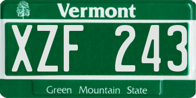 VT license plate XZF243