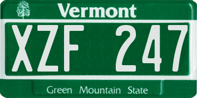 VT license plate XZF247
