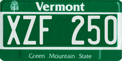 VT license plate XZF250