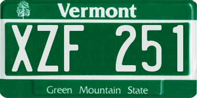 VT license plate XZF251