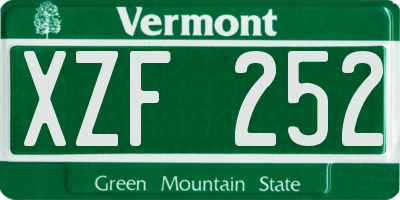 VT license plate XZF252