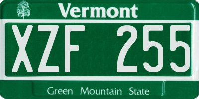 VT license plate XZF255