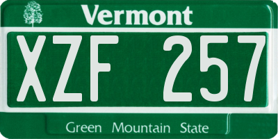 VT license plate XZF257