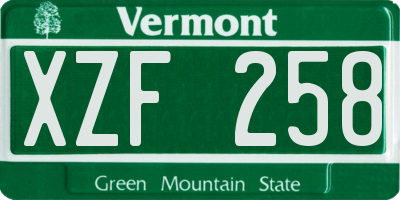VT license plate XZF258