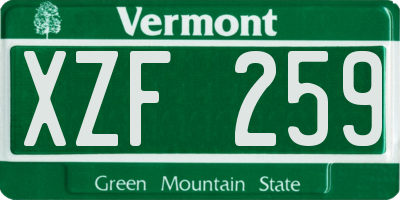 VT license plate XZF259