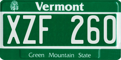 VT license plate XZF260