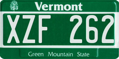 VT license plate XZF262
