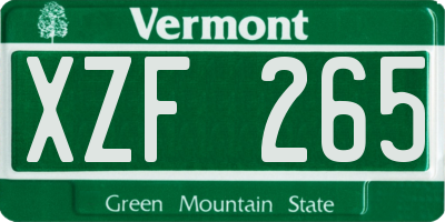 VT license plate XZF265