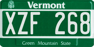 VT license plate XZF268
