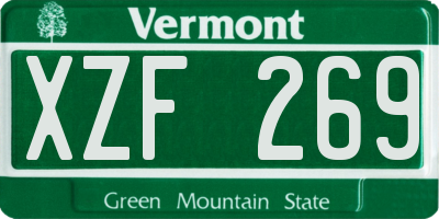 VT license plate XZF269