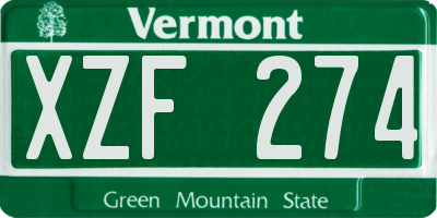 VT license plate XZF274