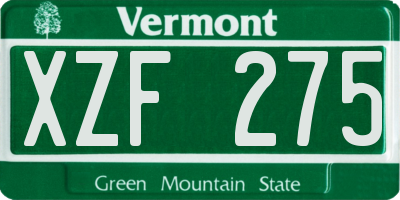 VT license plate XZF275