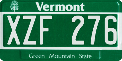 VT license plate XZF276