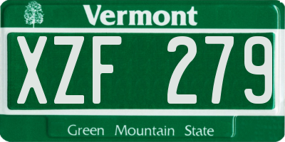 VT license plate XZF279